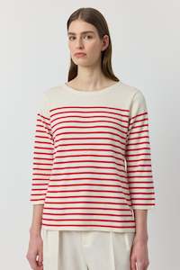 Breton 3/4 Sleeve Tee - White/Red