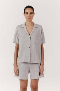 Clothing: Pyjama Shirt and Short Set - Grey Marle