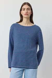 Clothing: Breton Long Sleeve Tee - Indigo/Ice Blue