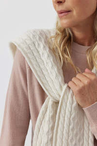 Clothing: Cable Sweater Scarf - Cream