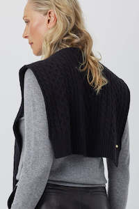 Cashmere Cable Sweater Scarf - Black