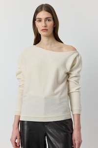 Cashmere Off Shoulder Sweater - Cream