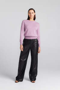 Clothing: Essential Cashmere Rib Crew Sweater - Lilac Melange