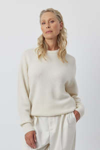 Cashmere Boyfriend Saddle Sweater - Cream