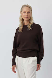 Cashmere Boyfriend Saddle Sweater - Cacao