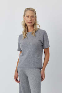 Luxe Cashmere Tee - Dark Grey Melange