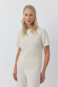 Clothing: Luxe Cashmere Tee - Antique Cream