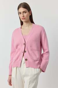 Luxe Cashmere Cardigan with Pockets - Pink Melange