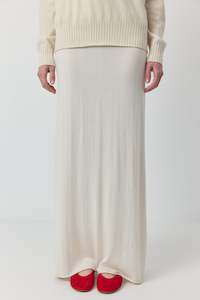 Clothing: Cashmere Silk Aline Skirt - Cream