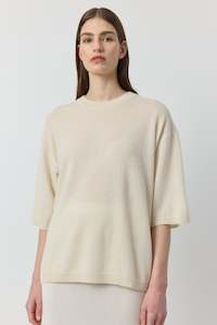 Cashmere Featherweight Oversize Tee - Cream