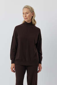 Clothing: Relaxed Cashmere Mock Sweater - Cacao