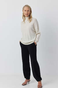 Relaxed Cashmere Mock Sweater - Cream