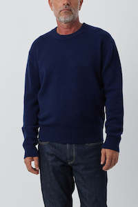 Clothing: Mens Cashmere Relaxed Crew - Navy