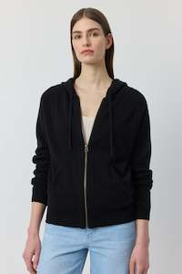 Clothing: Essential Cashmere Zip Hoodie - Black