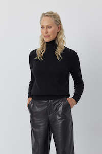 Essential Cashmere Roll Neck - Black