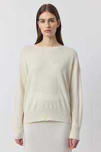 Clothing: Essential Cashmere Relaxed Crewneck - Cream