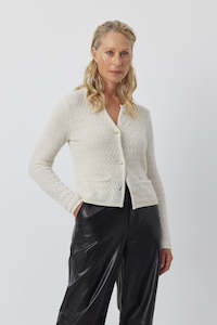 Cashmere Waffle Jacket - Cream