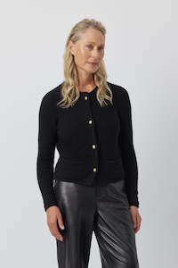 Cashmere Waffle Jacket - Black