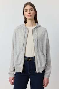 Essential Cashmere Zip Hoodie - Grey Melange