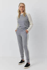 Clothing: Essential Cashmere Sport Jogger - Dark Grey Melange/Cream