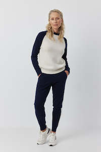 Essential Cashmere Sport Jogger - Dark Navy/Cream