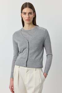 Clothing: Cashmere Lurex Cardigan - Grey Melange/Silver