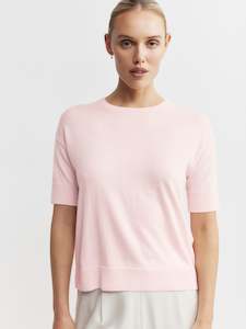 Essential Cashmere Crew Tee - Powder Pink