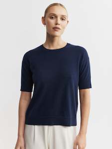 Essential Cashmere Crew Tee - Navy