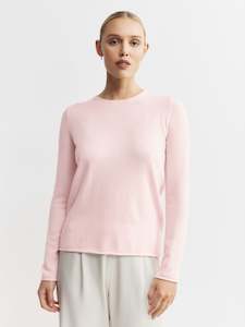 Essential Cashmere Crew Sweater - Powder Pink