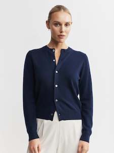 Clothing: Essential Cashmere Crew Cardigan - Navy