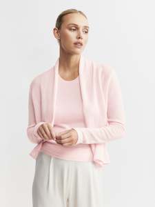 Clothing: Essential Cashmere Featherweight Cardigan - Powder Pink