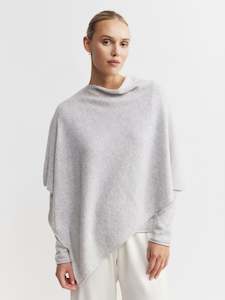 Clothing: Cashmere Poncho - Grey Melange