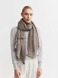 Clothing: Cashmere Fine Diagonal Wrap - Walnut