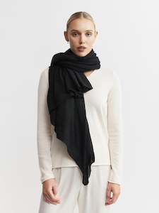 Clothing: Cashmere Fine Diagonal Wrap - Black