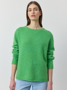 Clothing: Cashmere Relaxed 5gg Crew - Green Melange