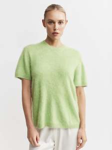 Clothing: Brushed Cashmere Tee - Green Melange