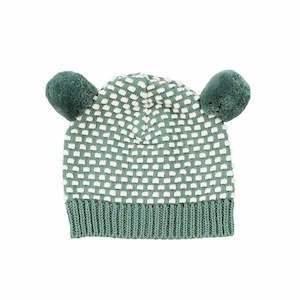 Arkie Waffle Knit Pom Pom Hat Sage