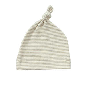 Topknot Cotton Stripe Baby Hat Navy