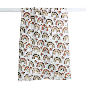 Casper Print Cotton Muslin Wrap Chocolate