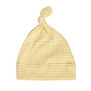 Topknot Cotton Stripe Baby Hat Mustard