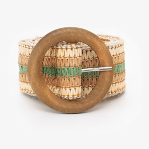 Rattan Stretch Belt -Boho Green