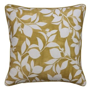 Amari Amber / Off White Linen Cushion 55cm