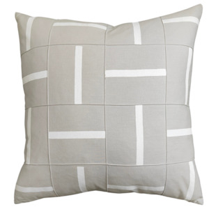 Cushion Soft Grey/ Cream with Pin Tuck Squares