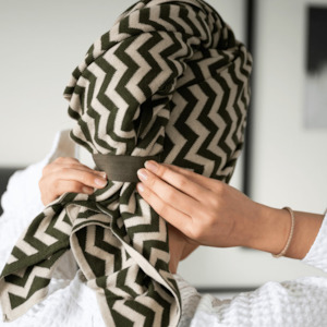 Hair, There & Everywhere Towel - Olive Chevron