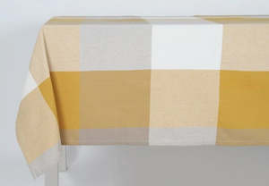 Giant Check Tablecloth Mustard 140x240