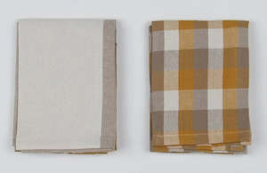 Giant Check Tea Towel Mustard Set2