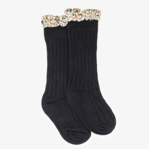 Bambino Sock | Floral Frill Black