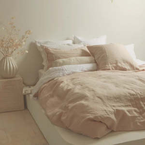 100% French Flax Linen Duvet Cover Set || Latte