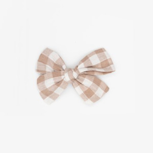 Bow Clip | Gingham Taupe