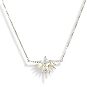 Dusting of Jewels - Solar Necklace | Platinum with White Stone